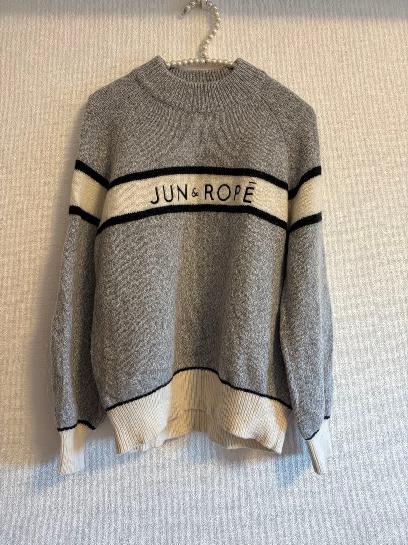 ジュンアンドロペ ミックスヤーン長袖パフスリーブプルオーバー