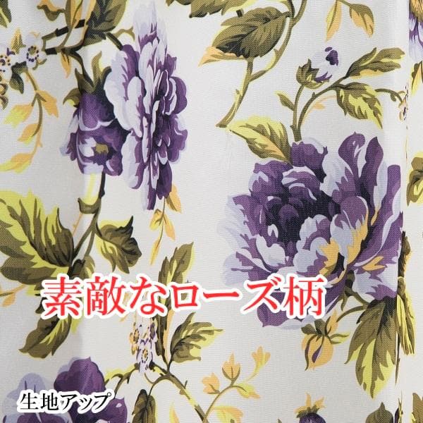 洗える おしゃれ 花柄プリント ベッドカバー (ダブル) パープル
