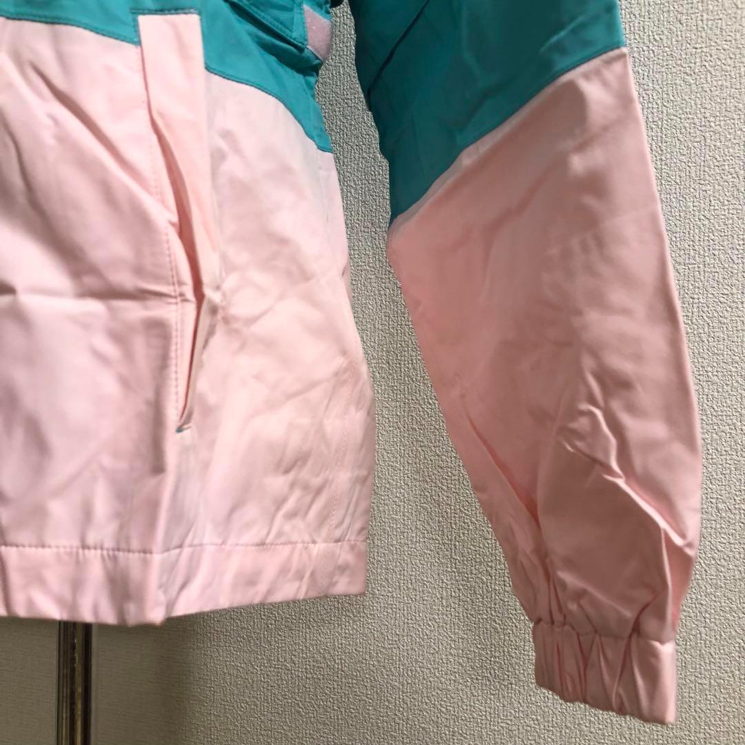 美品 ルコックゴルフ◆ジップ 2way レインウェア◆グリーン ピンク Mサイズ