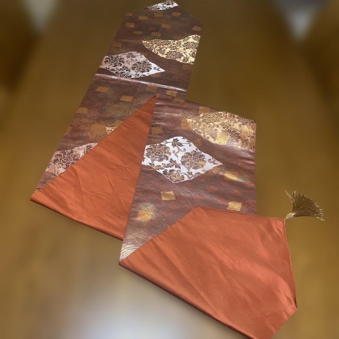 table runner 「更紗夢」　帯リメイク　正絹　西陣織