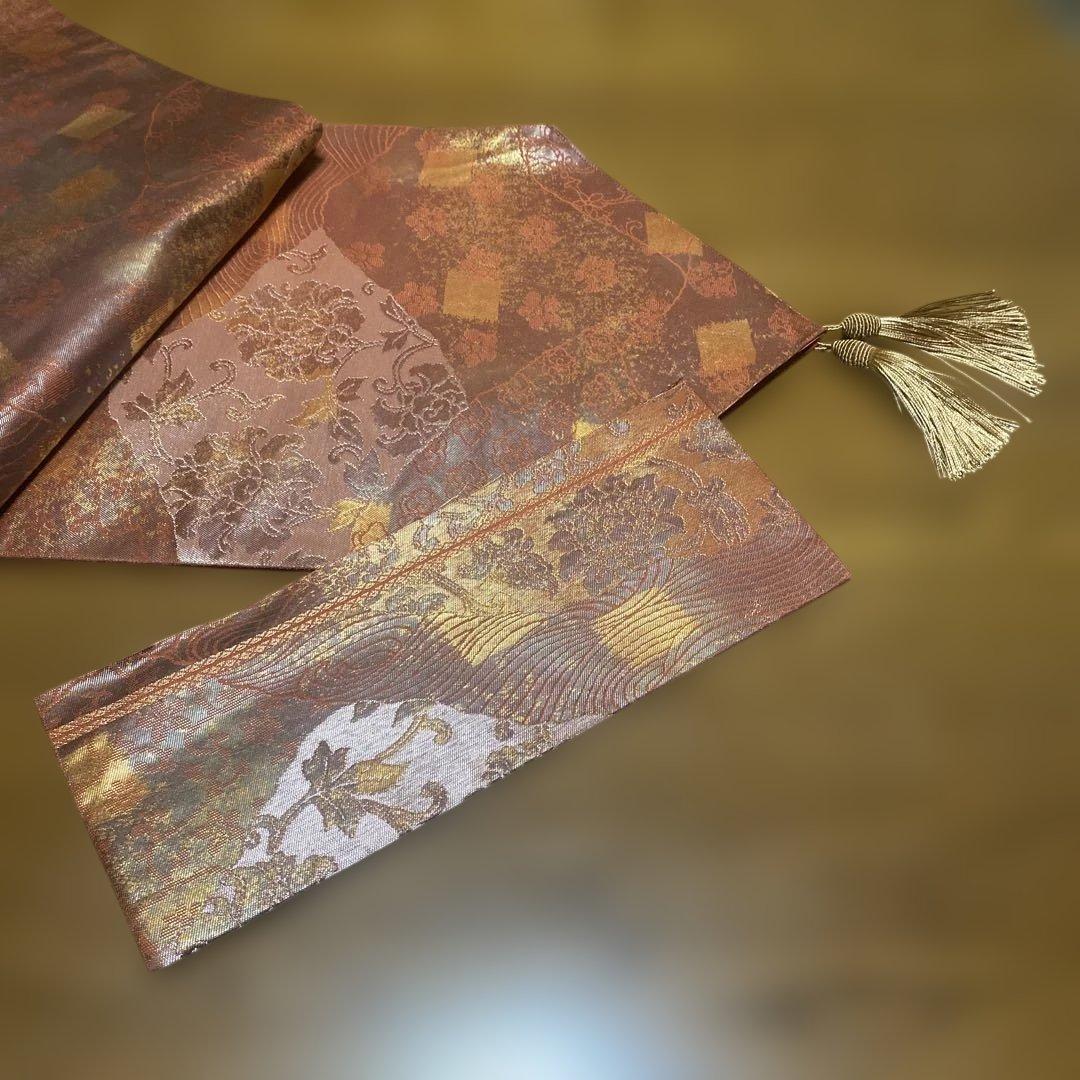 table runner 「更紗夢」　帯リメイク　正絹　西陣織