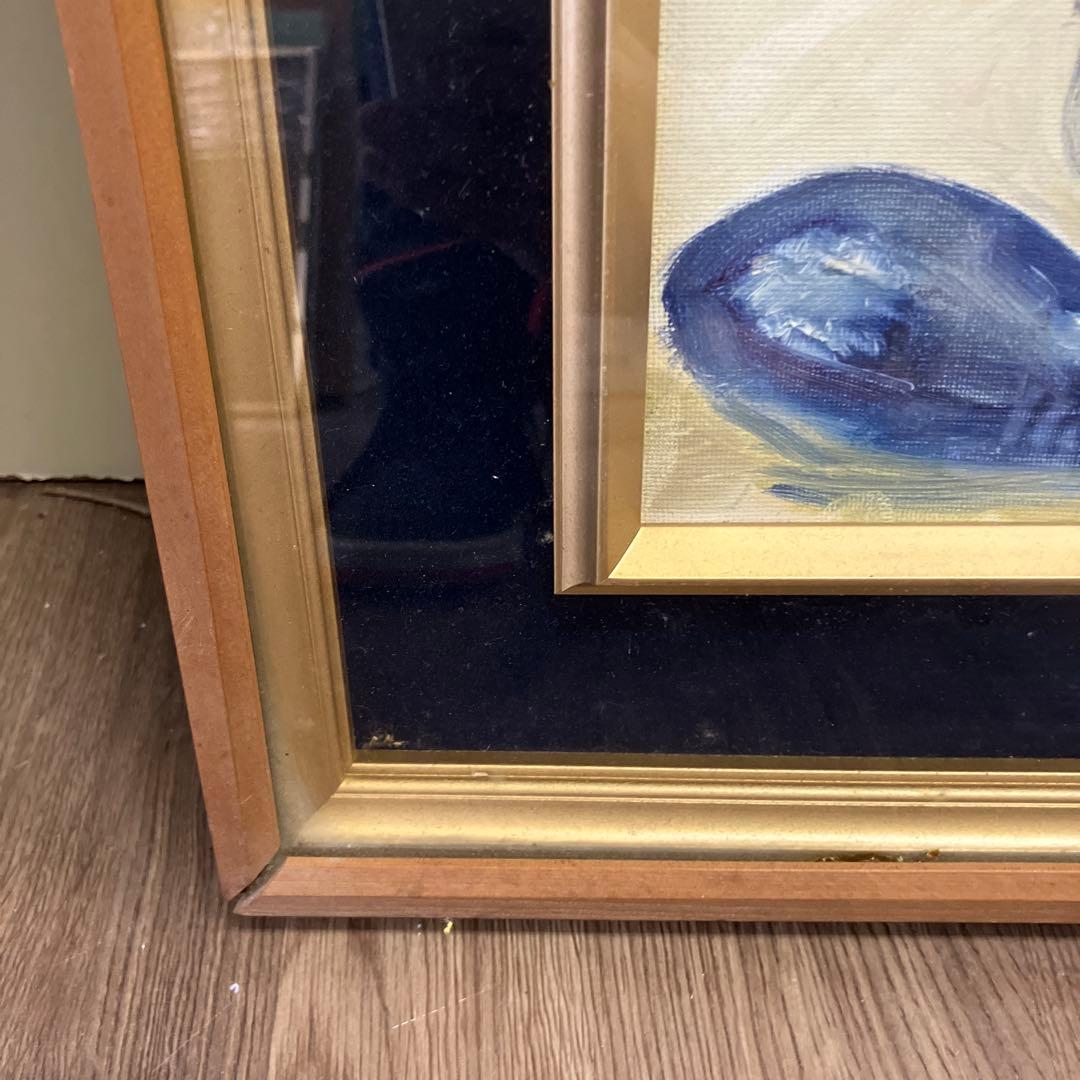 油彩画 静物画 果物 額装 アート インテリア アンティーク 昭和レトロ 絵画