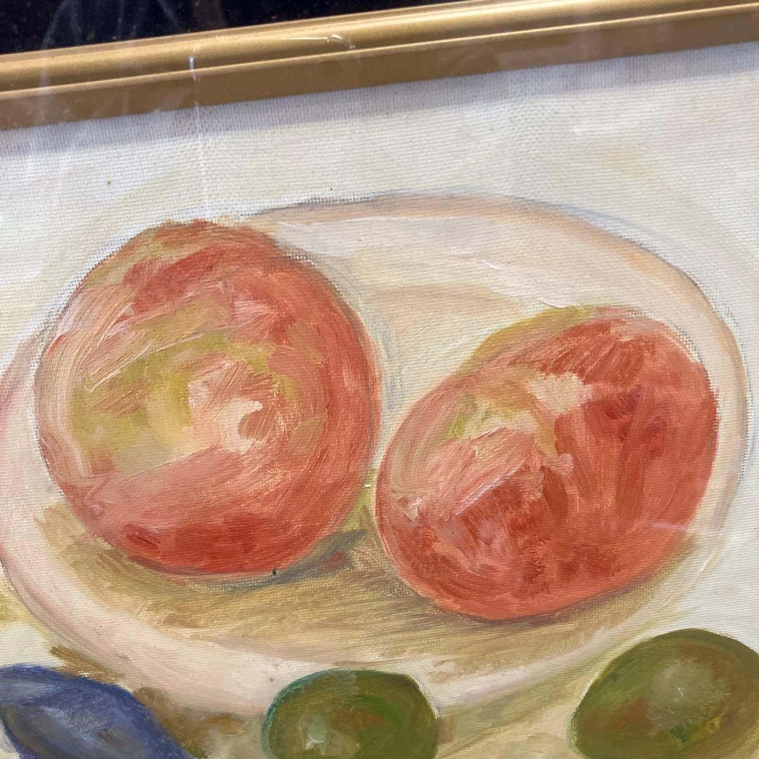 油彩画 静物画 果物 額装 アート インテリア アンティーク 昭和レトロ 絵画