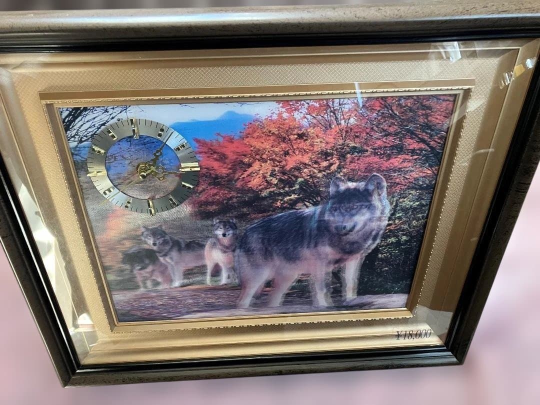 壁掛け飛び出るワンちゃんたちの立体絵時計付きアート額縁【差し替えプレゼントあり】