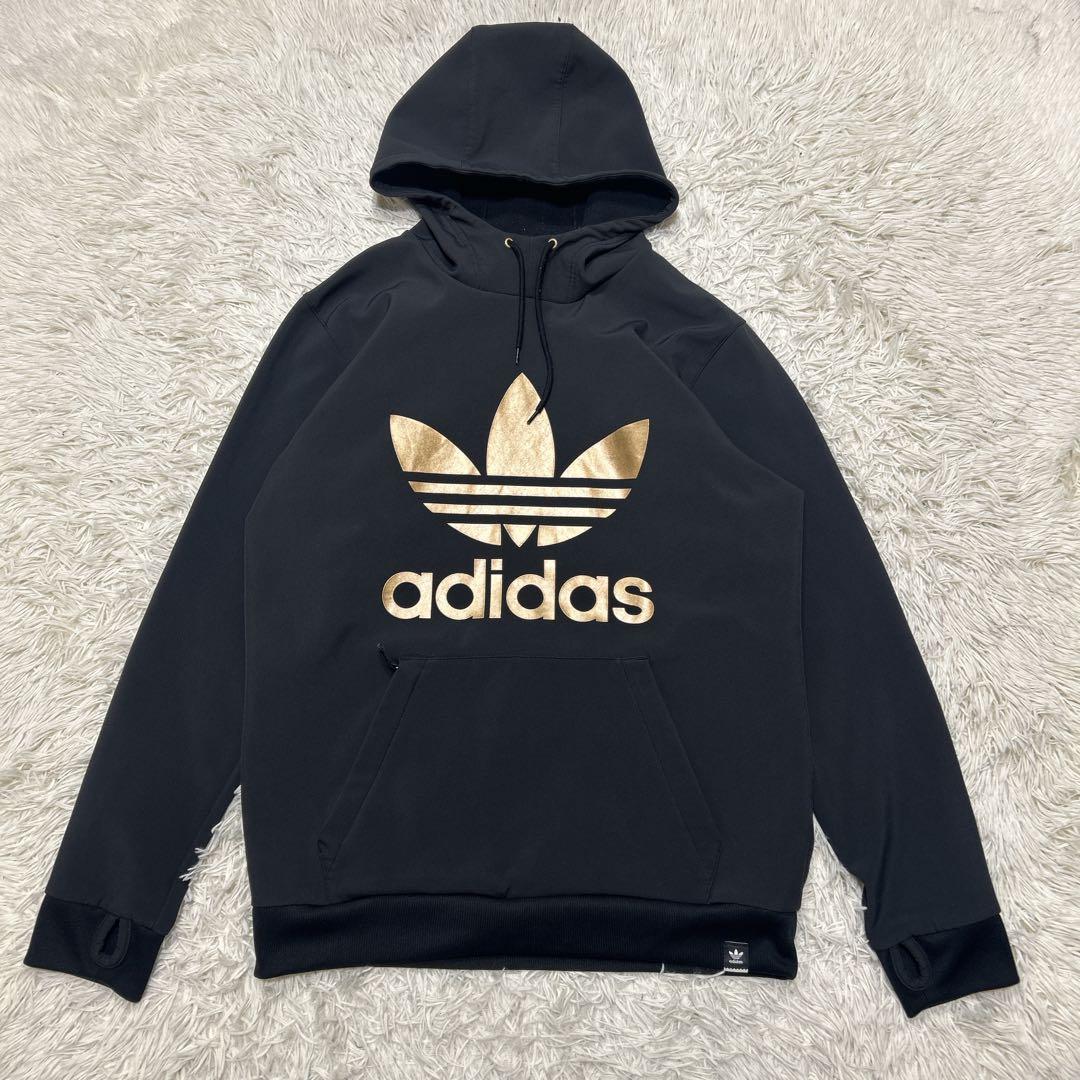 adidas 希少カラー　ゴールドロゴ　撥水パーカー　スノボウェア　デカロゴ