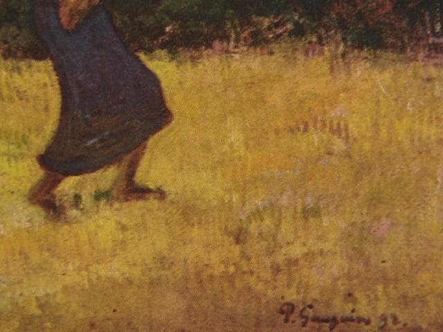 ゴーギャン、【歩いている女のいるタヒチの村】、希少な画集画、新品高級額 額装付