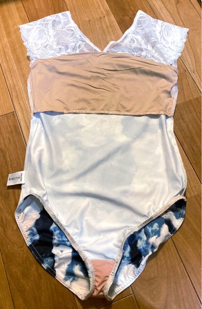 バレエレオタード 青 レース