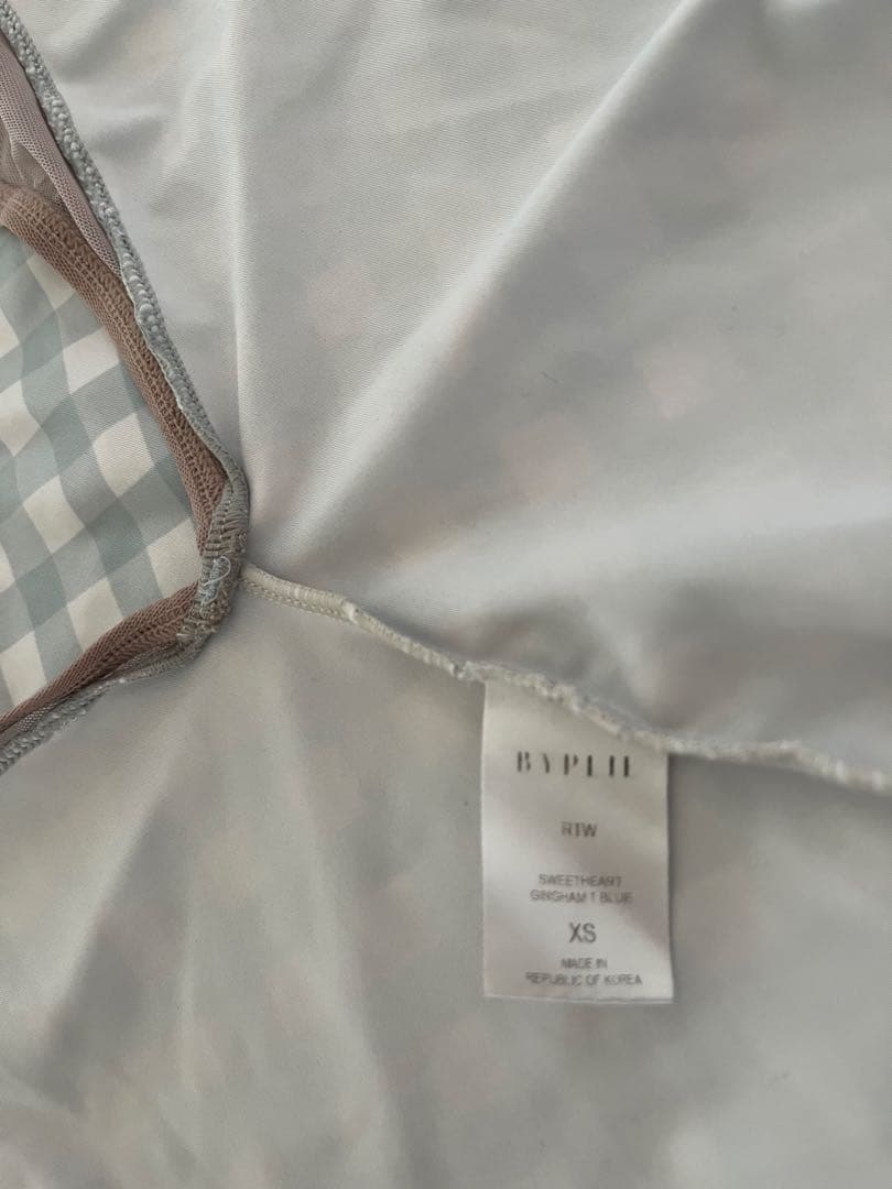 ほぼ新品　byplie レオタード　水色　チェック柄　XS