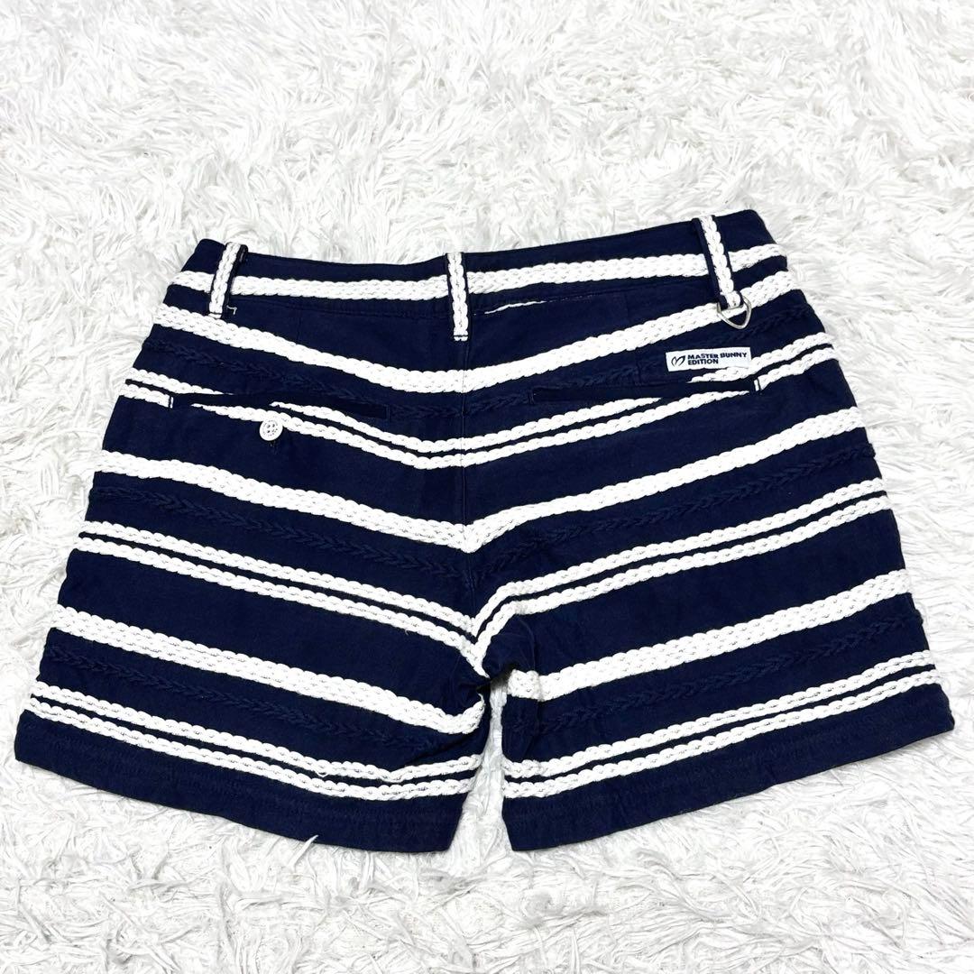 【極美品】マスターバニーエディション　ショートパンツ　ボーダー　紺色　ゴルフ L