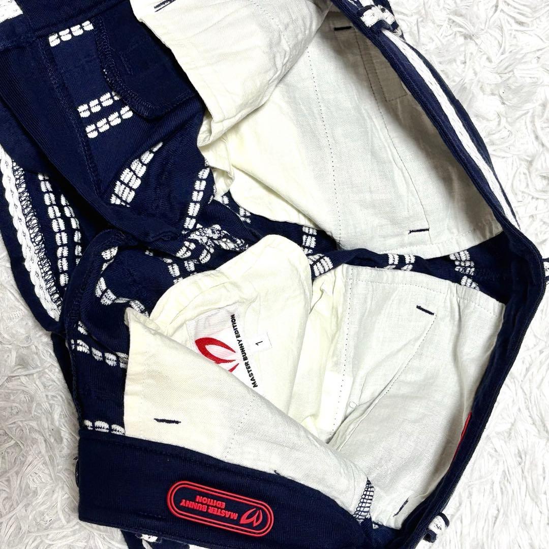 【極美品】マスターバニーエディション　ショートパンツ　ボーダー　紺色　ゴルフ L