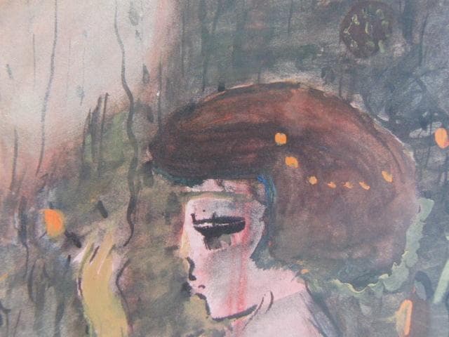 織田広喜、【ブローニュの女】、希少な大判額装用画集より、美品、日本人画家
