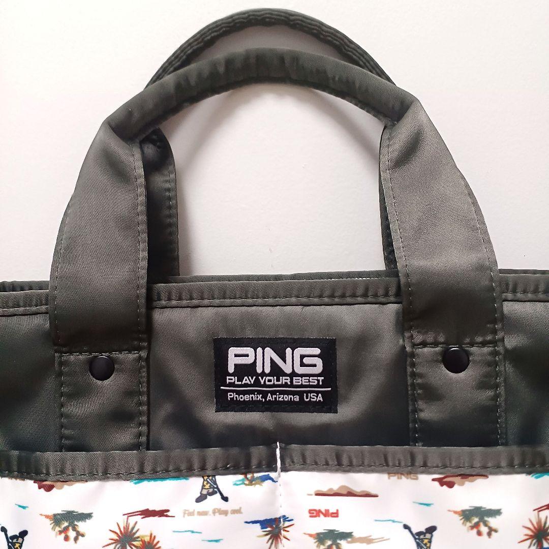 ピン　ラウンドバッグ　カートバッグ　ホワイト　カクタス柄　PING　ゴルフ