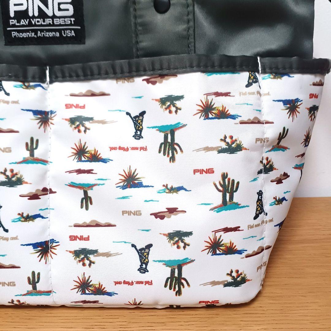 ピン　ラウンドバッグ　カートバッグ　ホワイト　カクタス柄　PING　ゴルフ