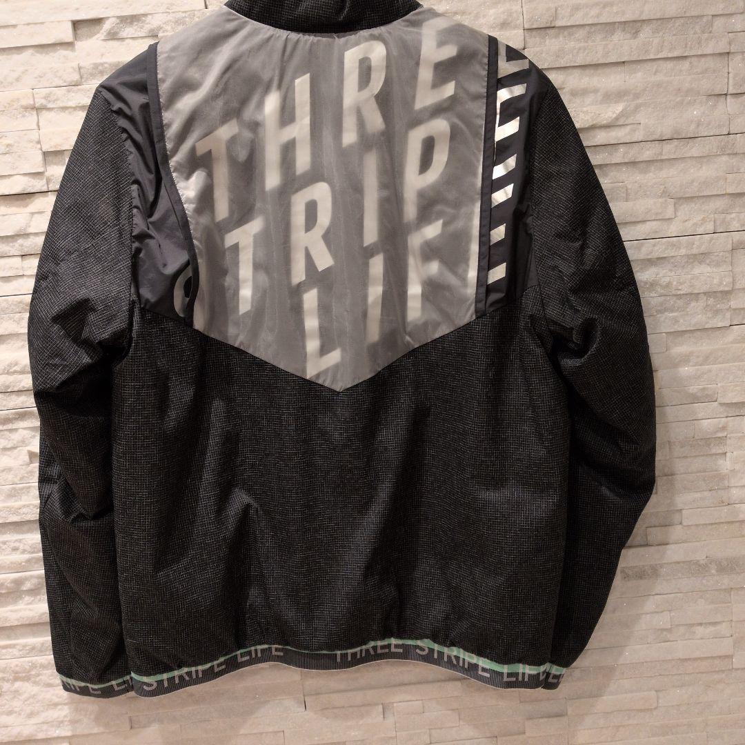 ADIDAS ブラック ジャケット L　ブラックグリーン　フードなし