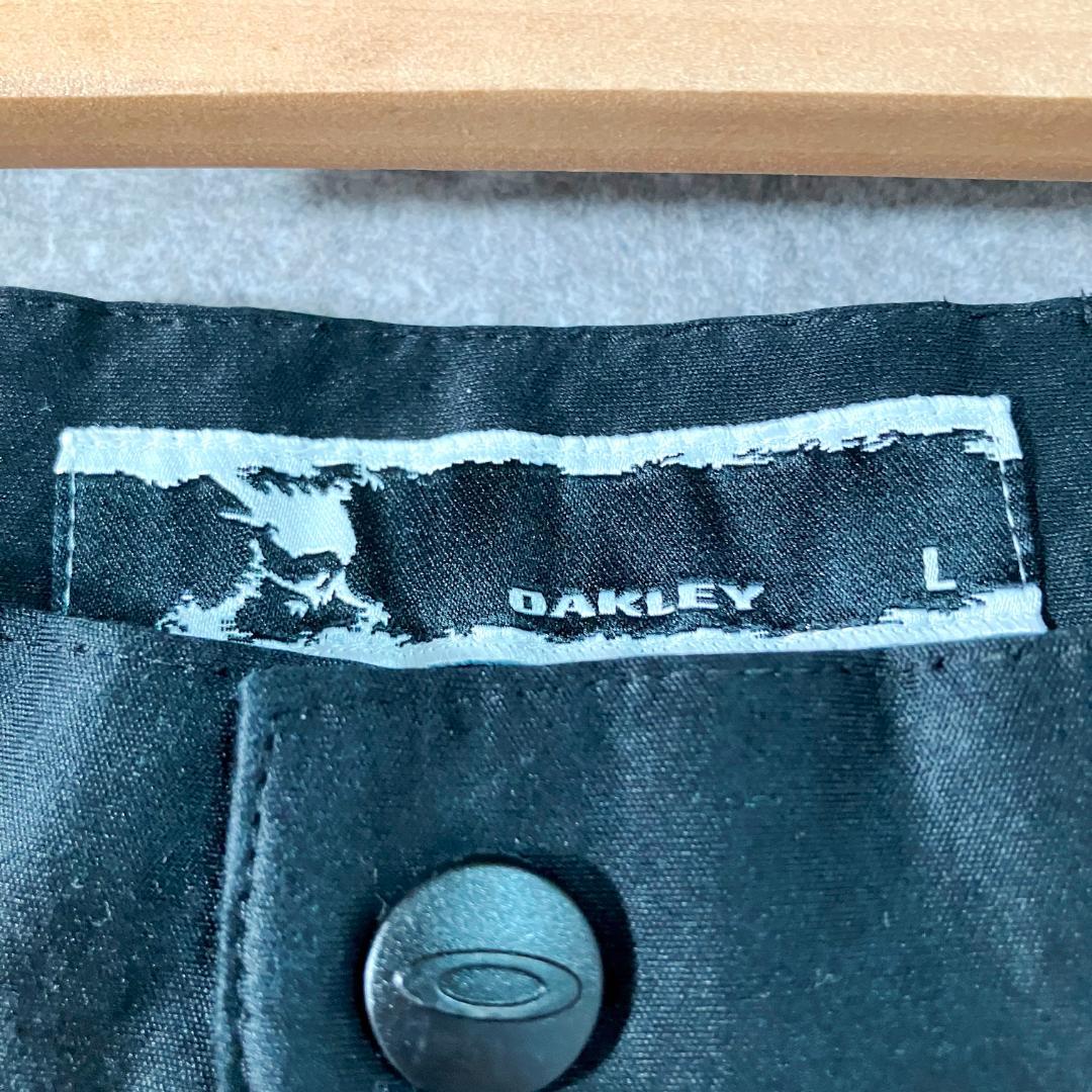OAKLEY　フィットネスパンツ　ブラック　ロゴ　刺繍　ジップアップ　ワイド