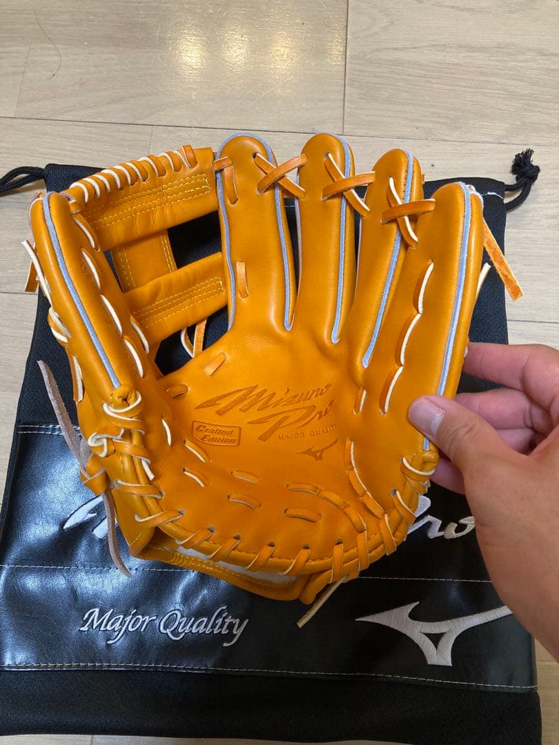 青*靂様 ミズノプロ 坂本勇人型 軟式グローブ サイズ9 オレンジ