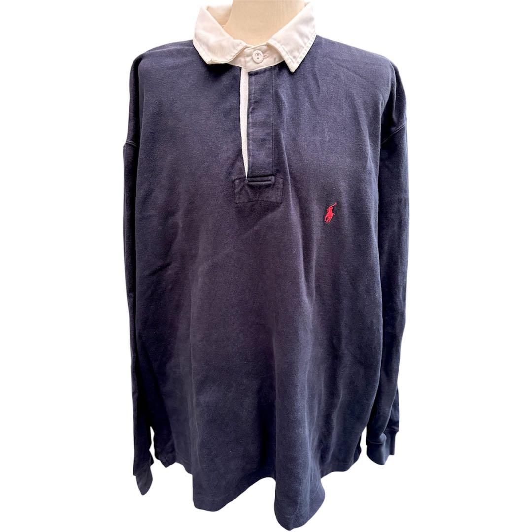 【人気】POLO by Ralph Lauren ラガーシャツ 90's 紺色