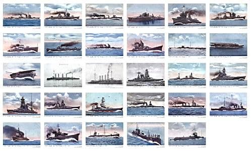「旧日本軍軍艦：大日本帝国海軍」戦時復刻ポストカード30枚セット