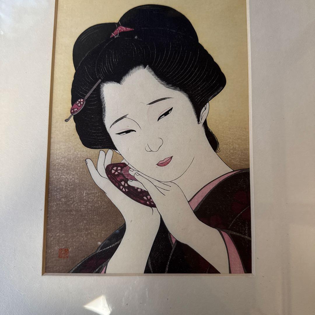 瀧秀水　木版画　浮世絵　美人画　想い　限定品日本画　伝統美術　直筆サイン入り