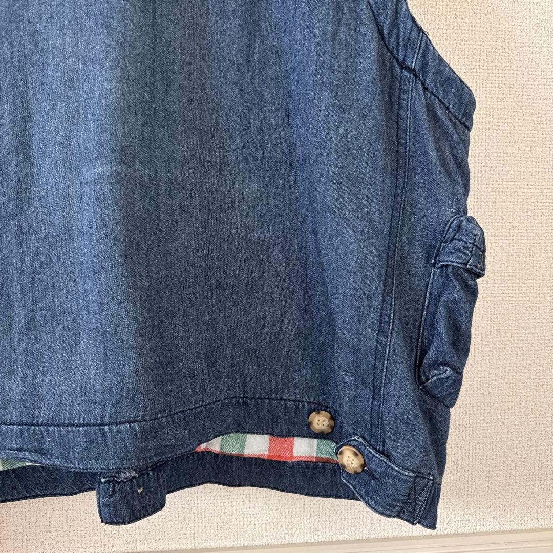 激レア タバスコ 背面刺繍 デニム風ベスト L 身幅広め 企業ロゴ 90s 春