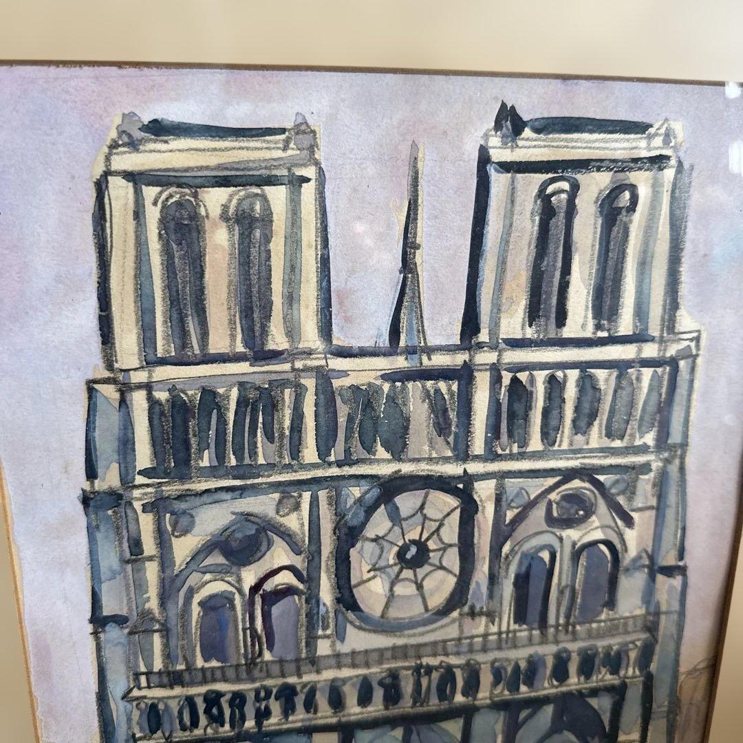 お値下げ❣️かわいすぎ〜！ヴィンテージ水彩画 Notre-Dame 1958