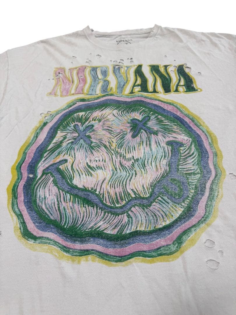 NIRVANA ニルヴァーナ バンドTシャツ スマイリーフェイス ダメージ加工風