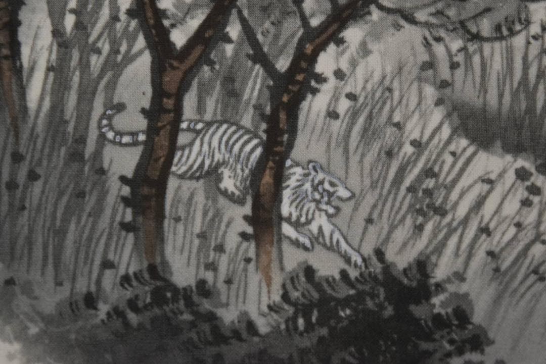 【真作】清甫/四神相応図/山水図/開運水墨山水図/掛軸/名家伝来/AA-290