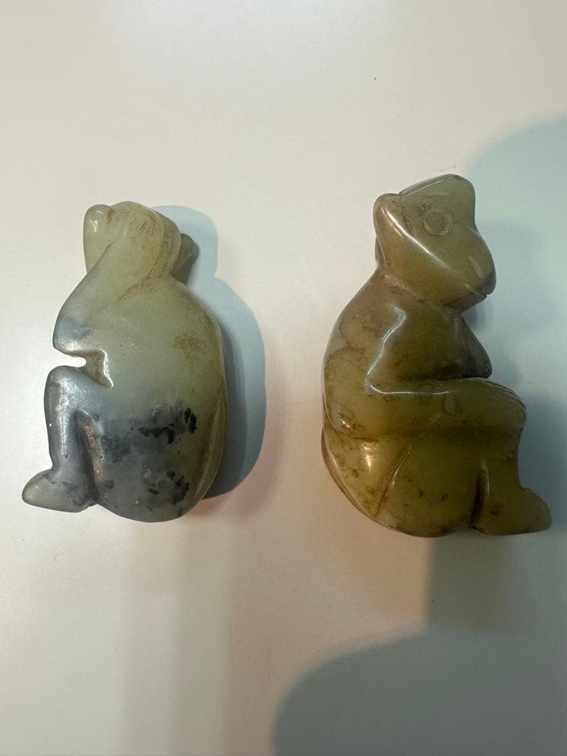 中国古玩 翡翠彫刻猿 2個 古玉