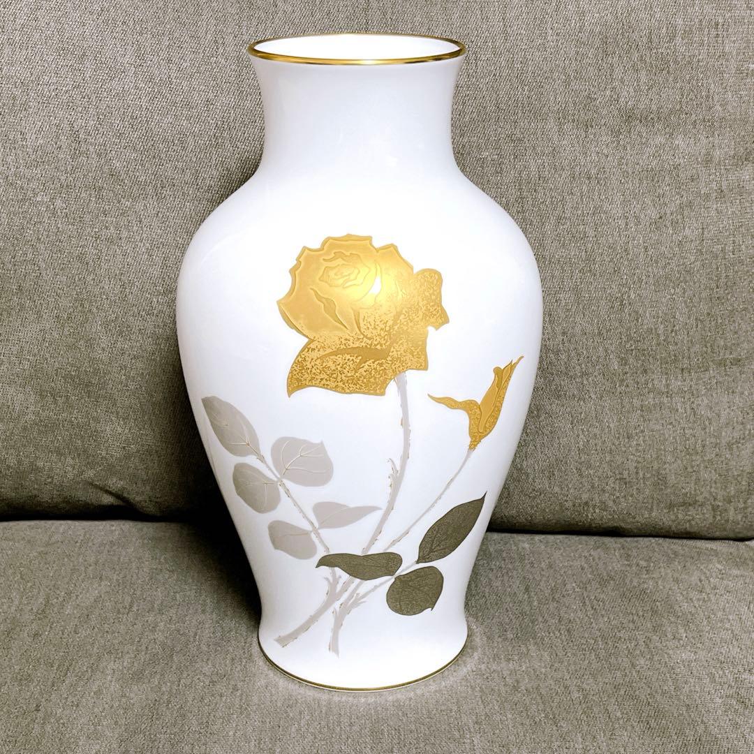 大倉陶園 金蝕バラ 大きめ花器 約36cm 花瓶