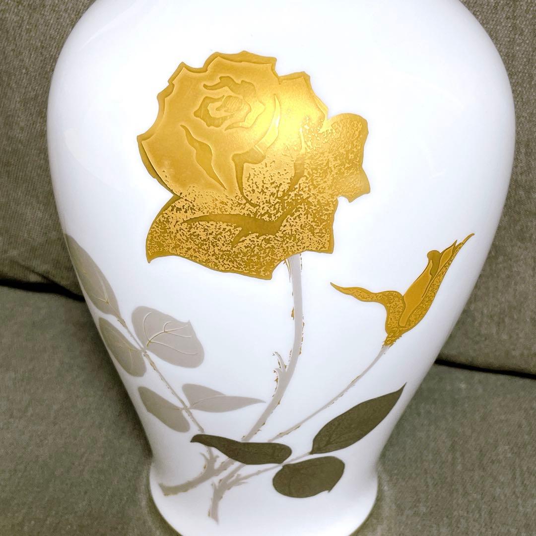 大倉陶園 金蝕バラ 大きめ花器 約36cm 花瓶