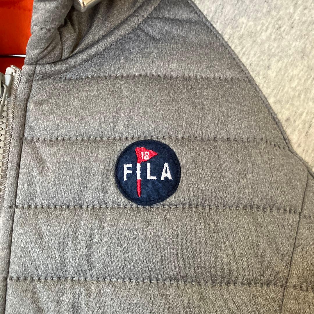 FILA GOLFフード付きグレーキルティング裏起毛ジャケット