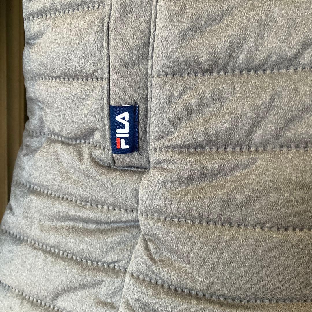 FILA GOLFフード付きグレーキルティング裏起毛ジャケット
