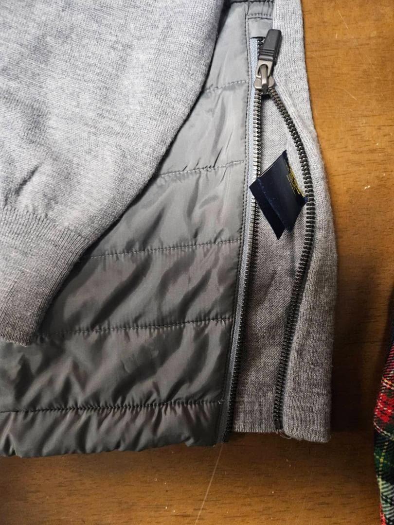 送料無料/超美品　POLO GOLF フロントキルティンググレー セーター（L)