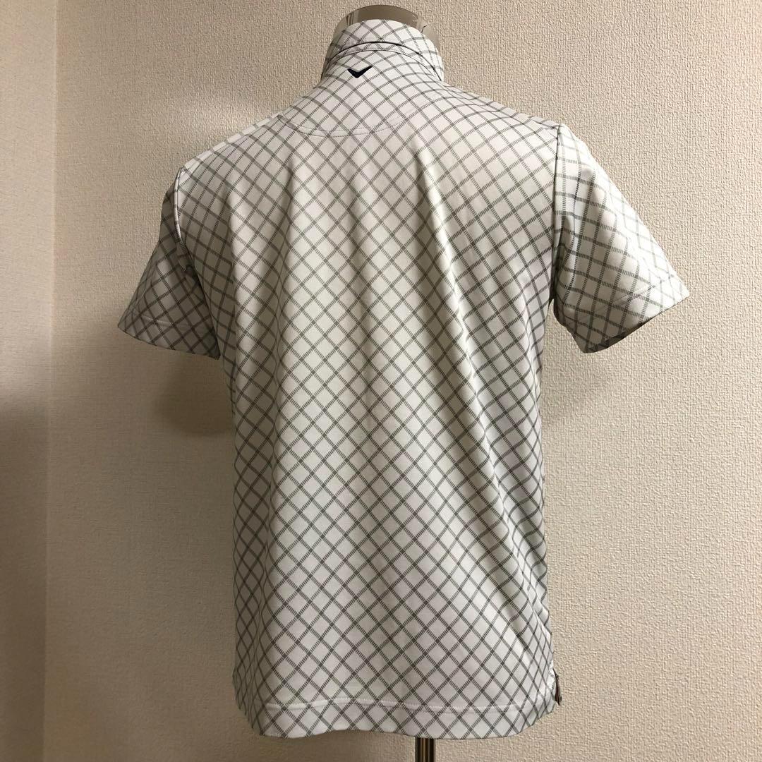 キャロウェイ ゴルフ 半袖 刺繍ロゴ ポロシャツ ライトグレー Mサイズ