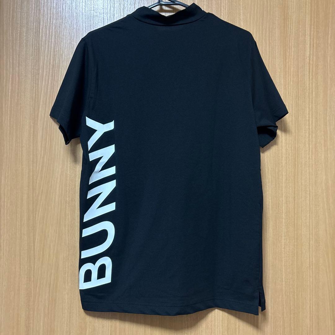 新品パーリーゲイツ ジャックバニー 半袖モックネックシャツストレッチ(4)M/黒