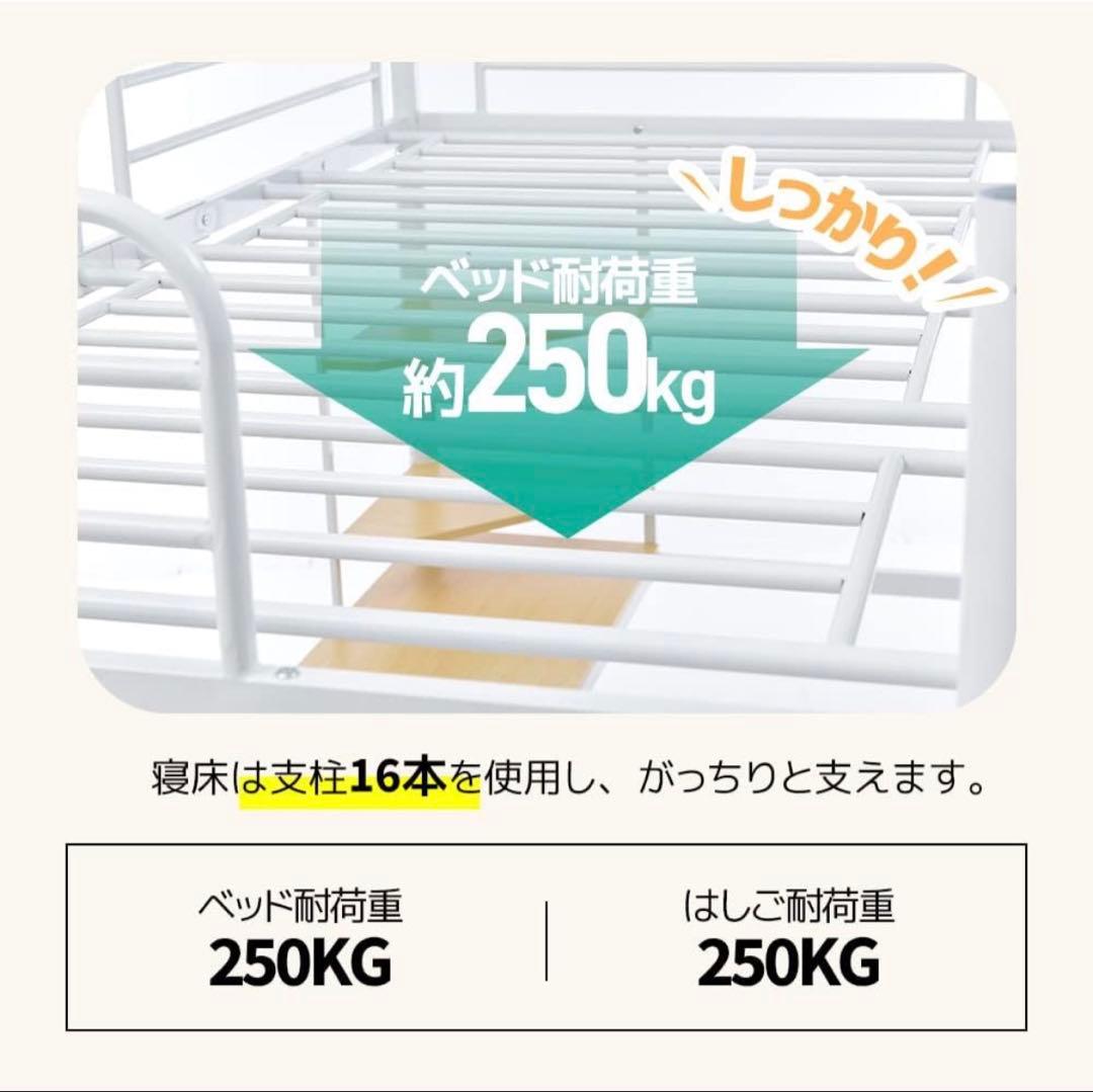 ロフトベッド デスク付き ベッドフレーム シングルベッド　LEDライト付き