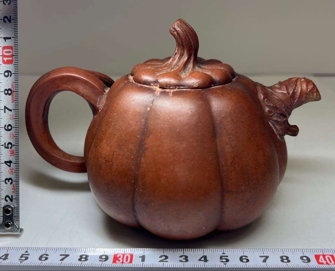 中国古玩　在銘　朱泥急須D 幅約17㎝　東Y8-0311①