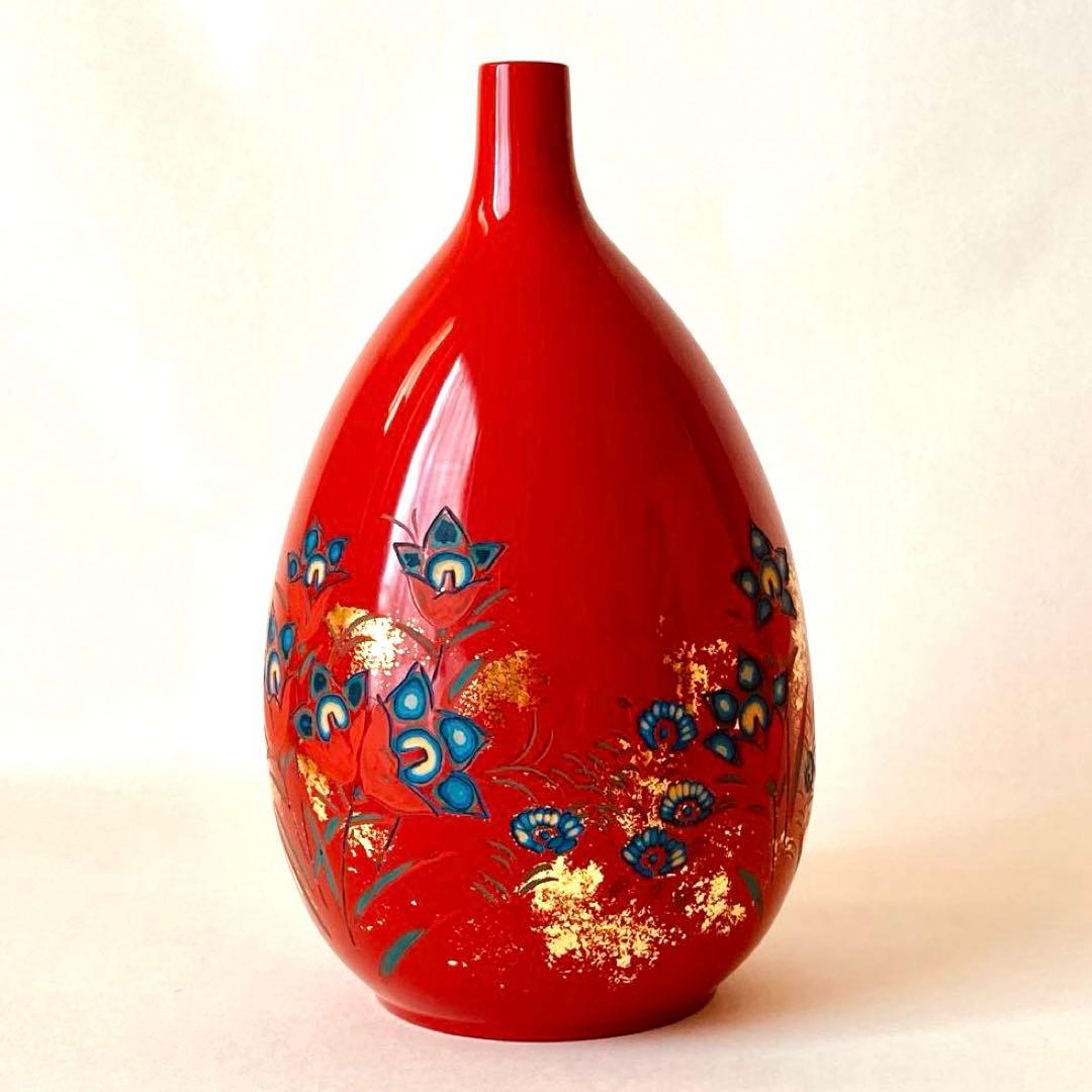 漆芸家 佐々木賢治 彫漆 飾花瓶 花器