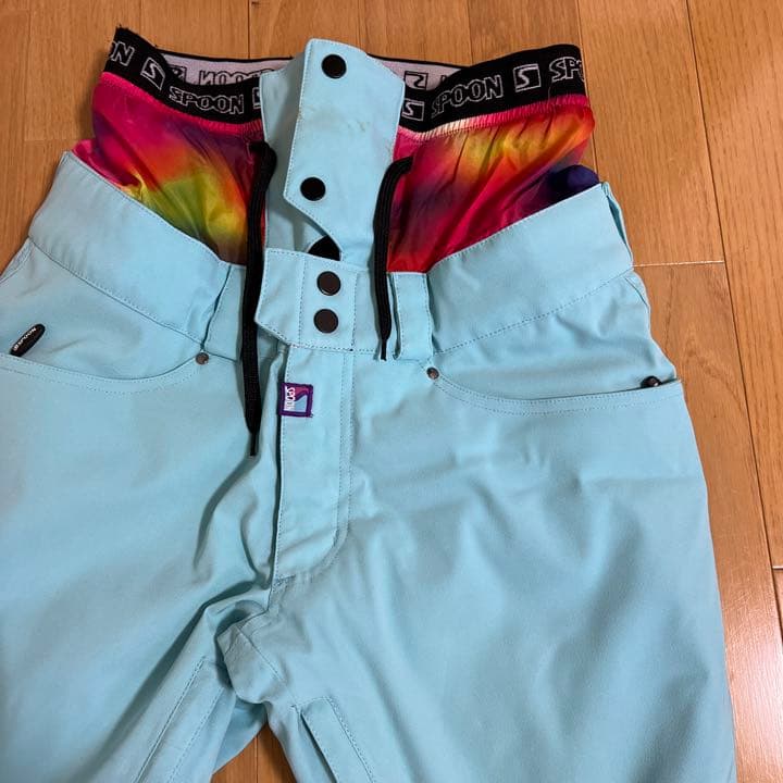 Mサイズ【SPOON】スノーボードパンツ 水色