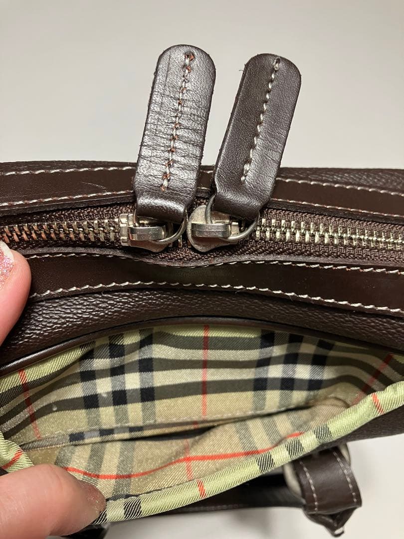 BURBERRY GOLF ゴルフシューズバッグ レザー ノバチェック ブラウン