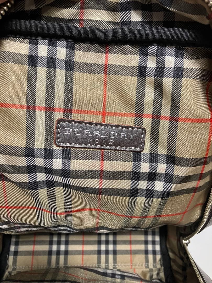 BURBERRY GOLF ゴルフシューズバッグ レザー ノバチェック ブラウン