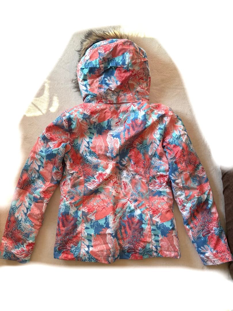 美品 サーモンピンクブルー スノボウェア女性Mサイズ