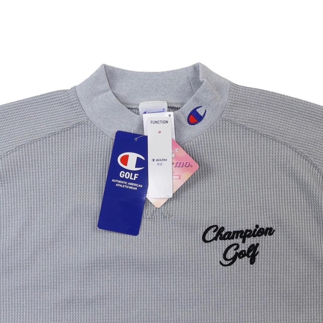 【M】チャンピオン ゴルフ GOLF 保温発熱 ワッフル生地 モックネックシャツ
