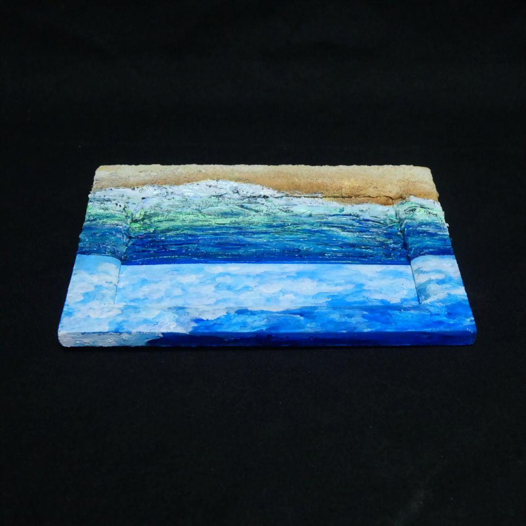 油絵 油彩 油彩画 絵 絵画 【海の砂浜】ミニ絵画
