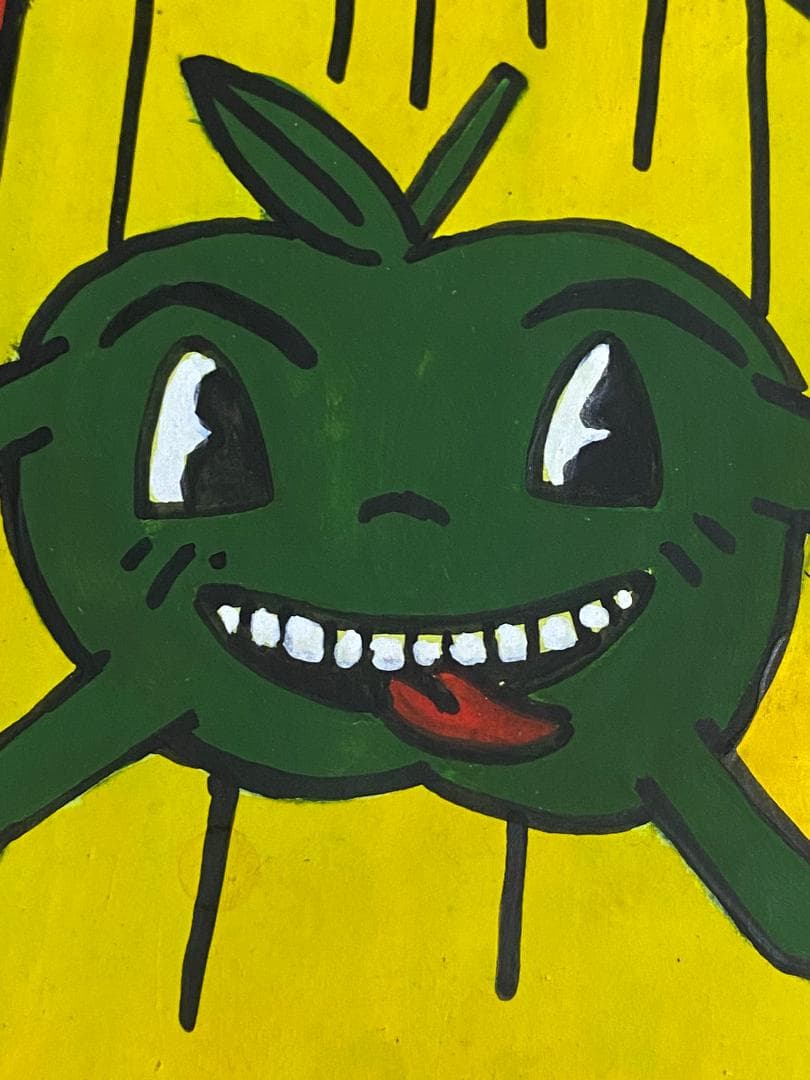 【模写】 額装付き キース・ヘリング KEITH HARING 油彩 厚紙