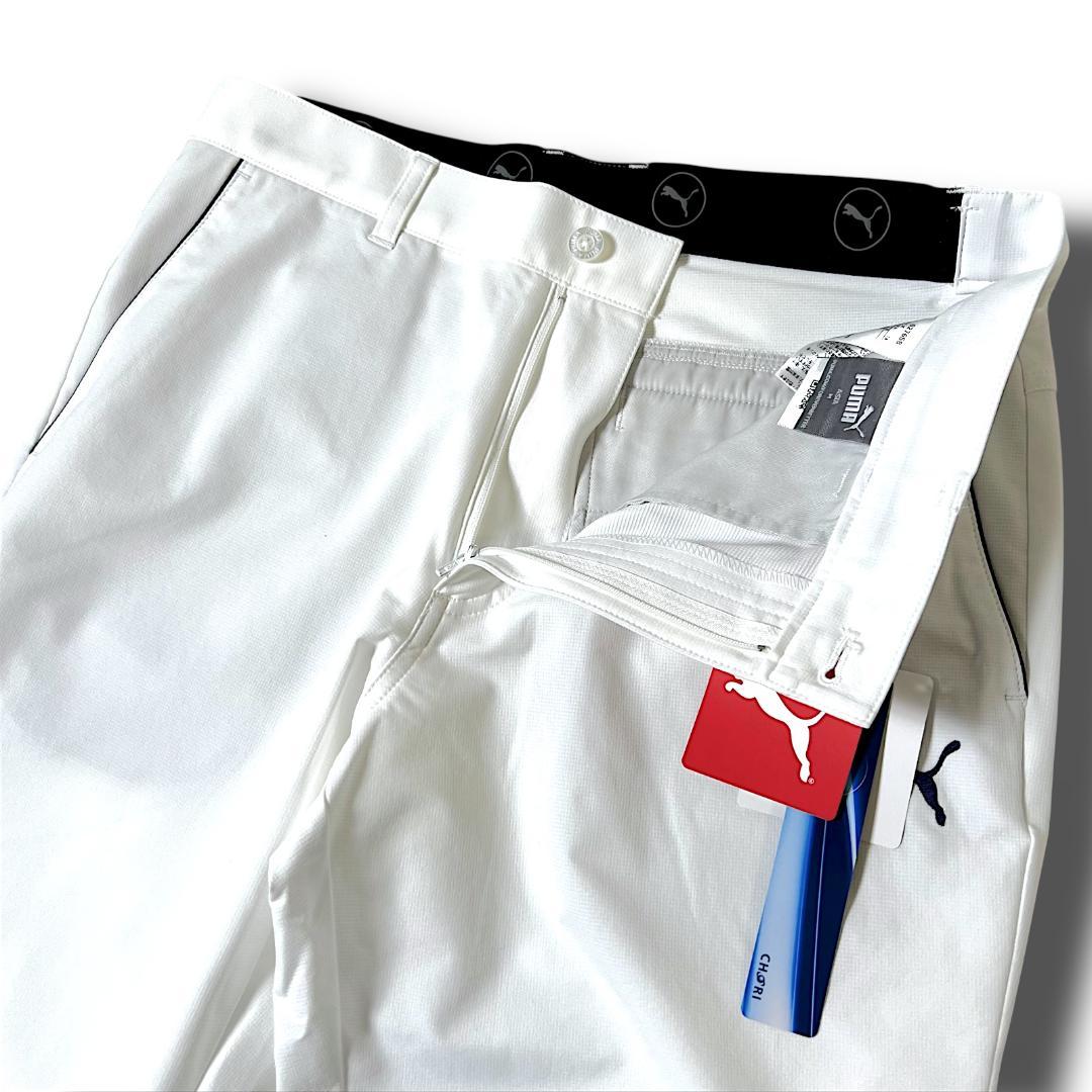 XL プーマ TEXBRID シワ防止 ウエストゴム クロップドゴルフパンツ 白