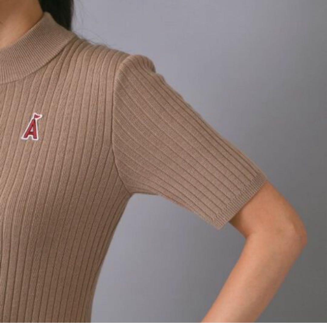 新品 アダバットストリーム ワイドリブAラインニットワンピ 水色 Sサイズ
