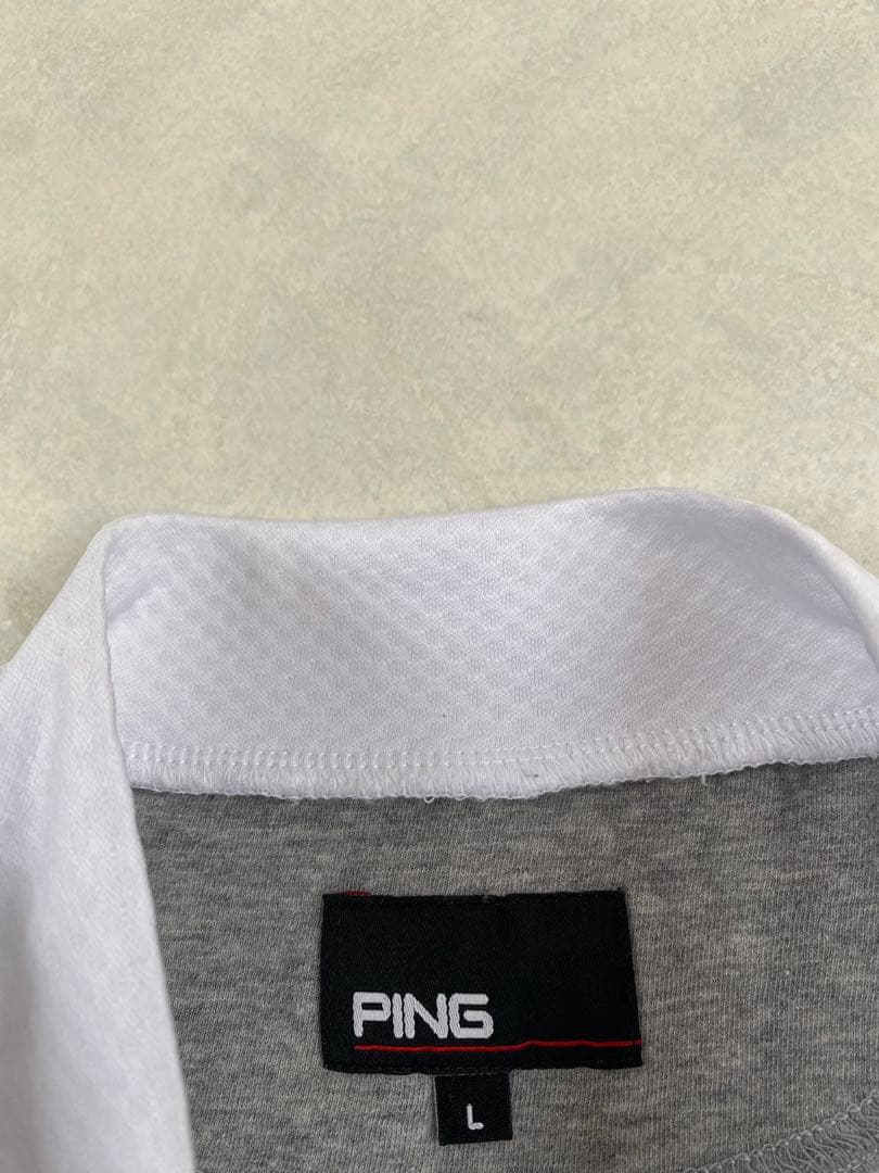美品 PING 長袖 モックネック カットソー サイズL 星条旗 ピン ゴルフ
