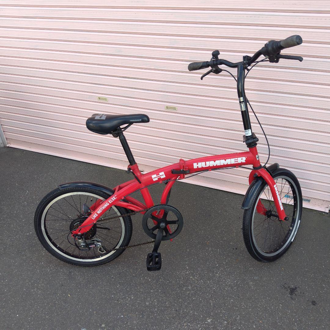 札幌限定‼️6段変速機付き‼️HUMMER 折りたたみ自転車 レッド　20インチ