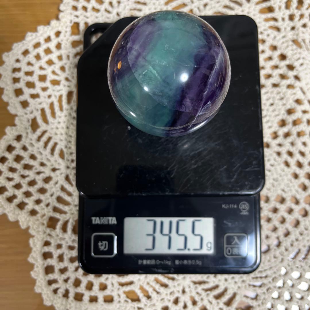 【セット販売】バイカラーフローライト　＋台座　直径59.5mm